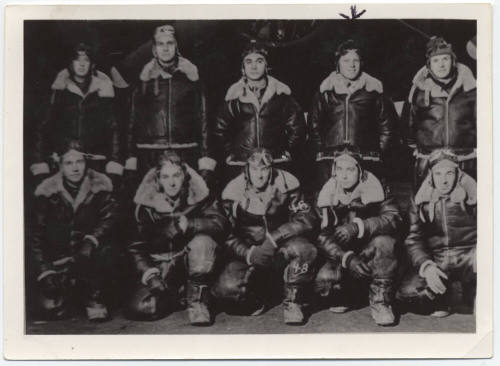 Photograph of Arizona Harris with B17 Crew