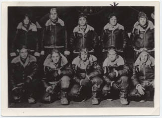 Photograph of Arizona Harris with B17 Crew