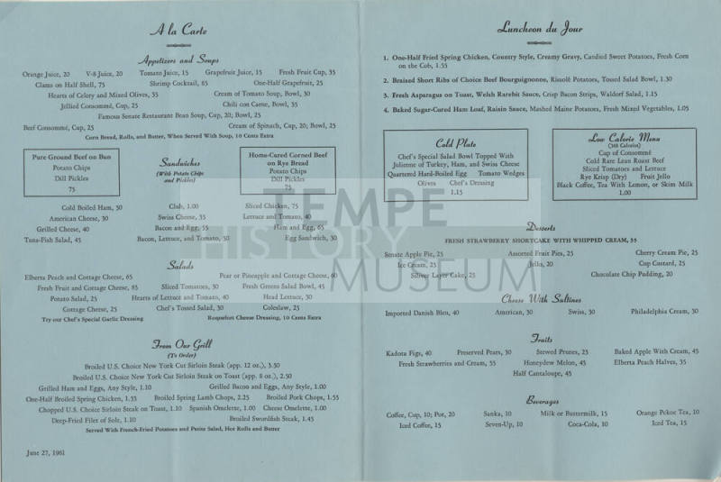 US Senate Restaurant Menu