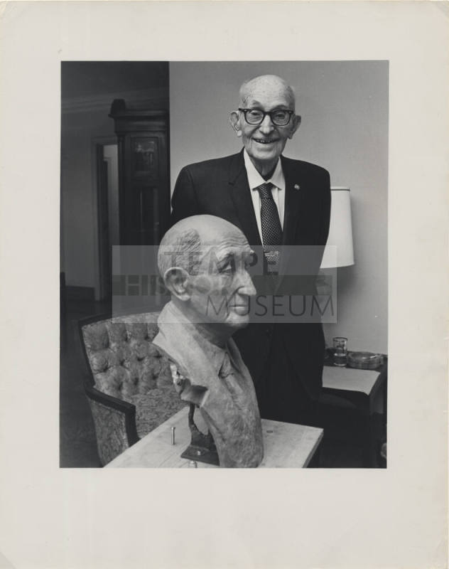 Carl Hayden with a Bust of Himself