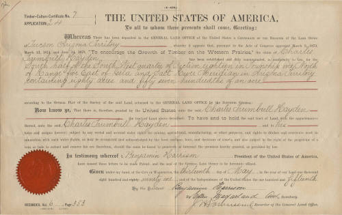 Certificate of Sale of Land to Charles T. Hayden
