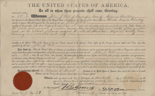 1875 Sale Certificate of Land