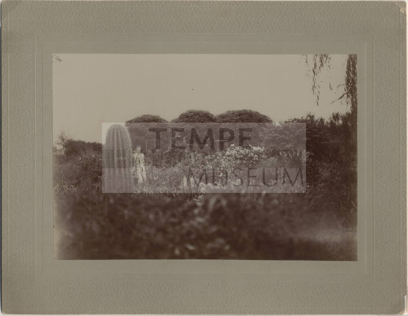 Photo of the Johnson family outside of their farm in Tempe