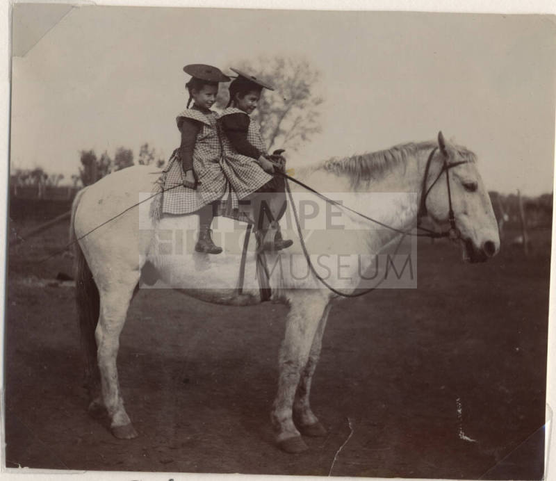 Photograph of Vera and Lucile Johnson going to School