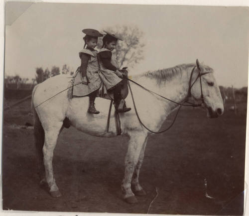 Photograph of Vera and Lucile Johnson going to School