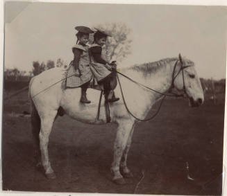 Photograph of Vera and Lucile Johnson going to School