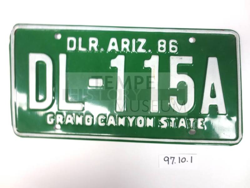 License plate, DL-115A, dealer