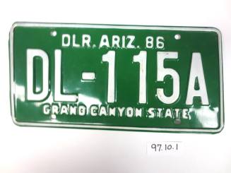 License plate, DL-115A, dealer