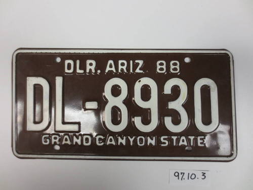 License plate, DL-8930, dealer