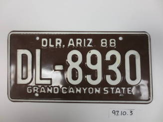 License plate, DL-8930, dealer
