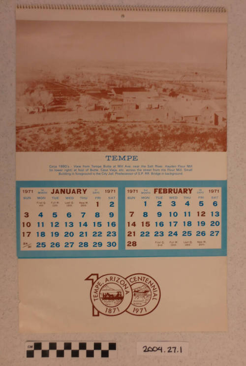 1971 Tempe Centennial calendar