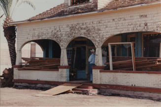 Close View of Moeur House porch during restoration