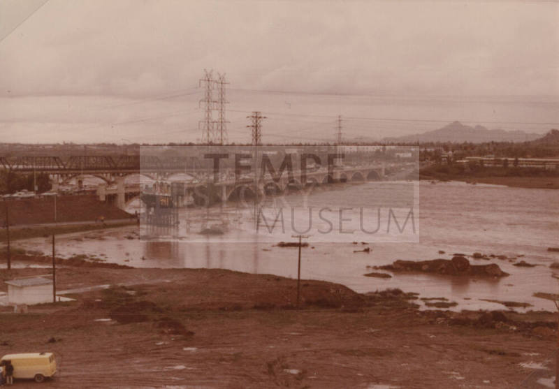 Salt River under Mill Avenue Bridge and railroad Bridge