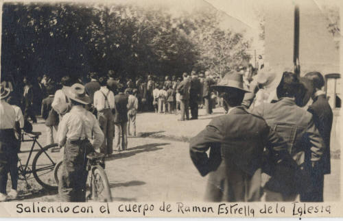 Taking the body of Ramon Estrella from the church