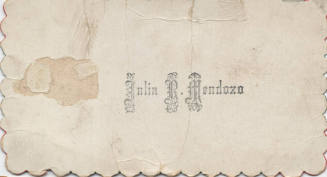 Calling Card for Julia R. Mendoza, note on back in Spanish
