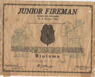 Junior Fireman Certificate to Charlene Sigala 1960