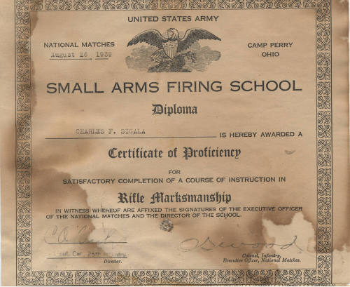 Charles Sigala Rifle Marksmanship, Camp Perry, 1939