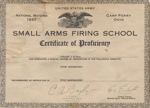 Charles F. Sigala Rifle Marksmanship, Camp Perry, 1937