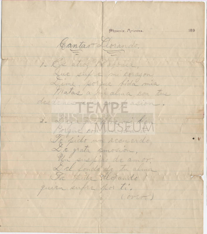 Song lyrics written by Maragrita Bernal for Magdalena Gonzales