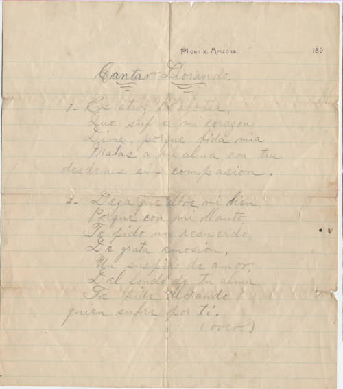 Song lyrics written by Maragrita Bernal for Magdalena Gonzales