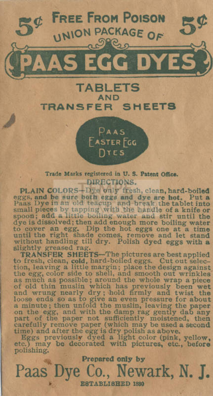 Paas Egg Dyes advertisement