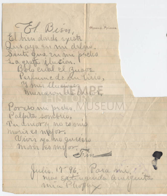 Handwritten poem titled "Le Bien"