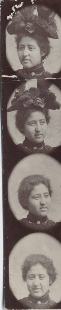 Four pictures of a woman on a thin film strip