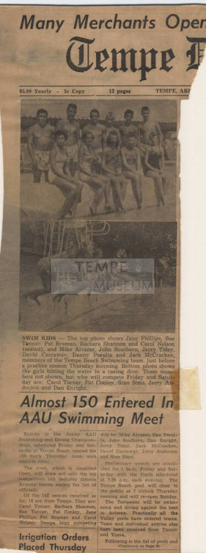 Two newspaper photos of Tempe Swim Club