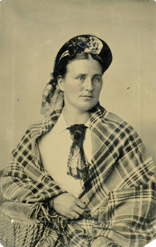 Portrait of unknown woman in Scottish attire