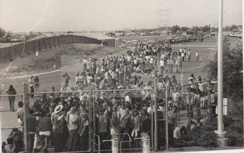 Concert goers in line