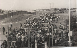 Concert goers in line