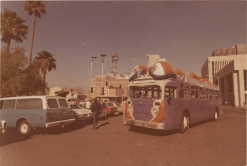 "Bug Line" Bus in a Parking Lot