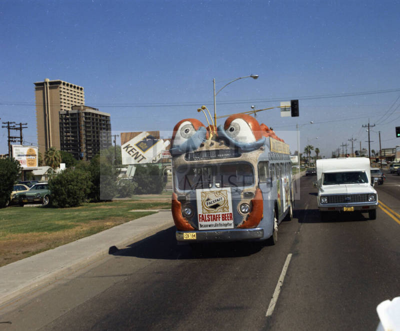 Bugline bus on the road