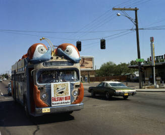 Bugline bus on road