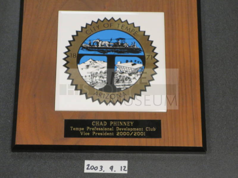Award to donor from Tempe Professional Development Club