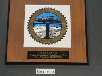 Award to donor from Tempe Professional Development Club