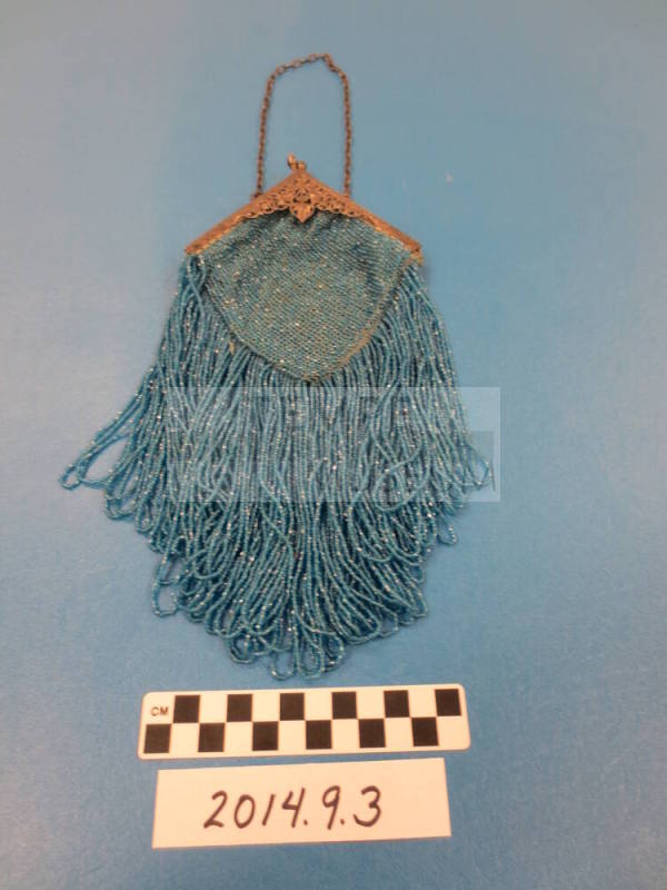 Blue, Fringed, Diamond-Shaped Purse