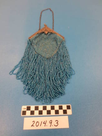 Blue, Fringed, Diamond-Shaped Purse