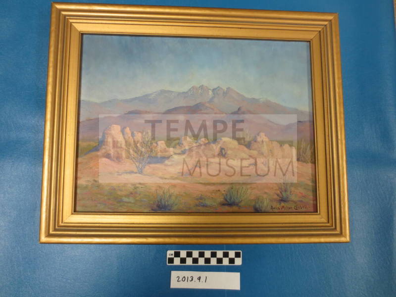 Framed Painting of Fort McDowell and Four Peaks by Anna Corbell