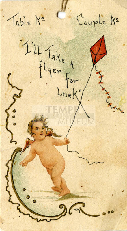 Placecard for sit down event - cupid with kite