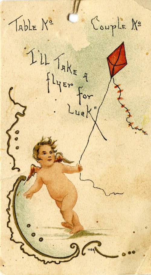 Placecard for sit down event - cupid with kite