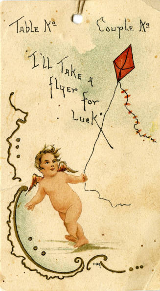 Placecard for sit down event - cupid with kite