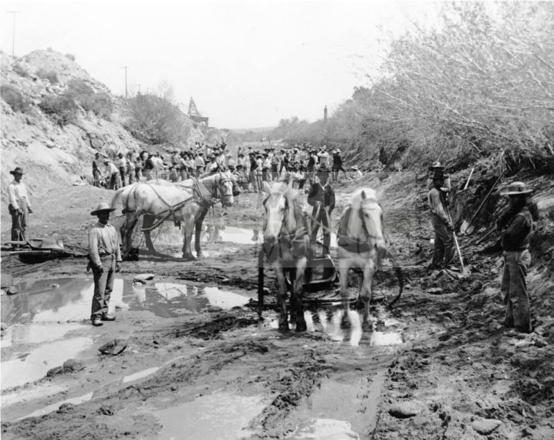 Men and Horses constructing a canal