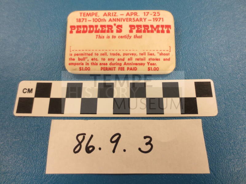 Badge, Peddler's Permit