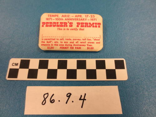 Badge, Peddler's Permit