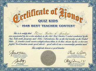 Certificate of Honor- Quiz Kids