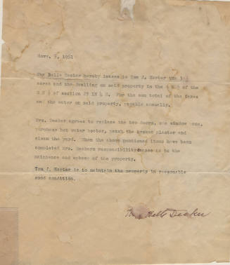 Lease from Una Belle Decker to Tom Harter for Petersen House