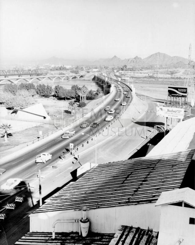 View from Hayden Mill of Mill Ave and Three Bridges