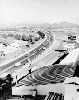 View from Hayden Mill of Mill Ave and Three Bridges