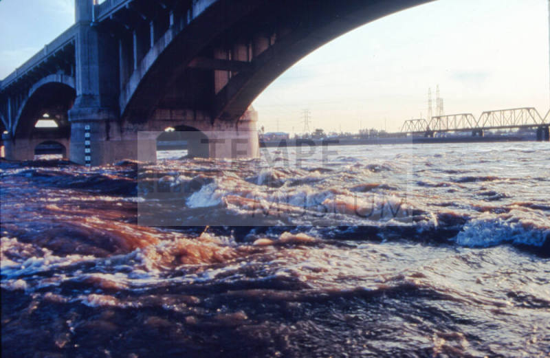 Salt River flooding under Mill Avenue bridge around  January 8,1993
